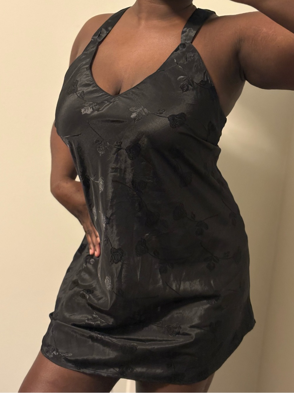 Vintage Rue21 Black Floral Chemise Dress